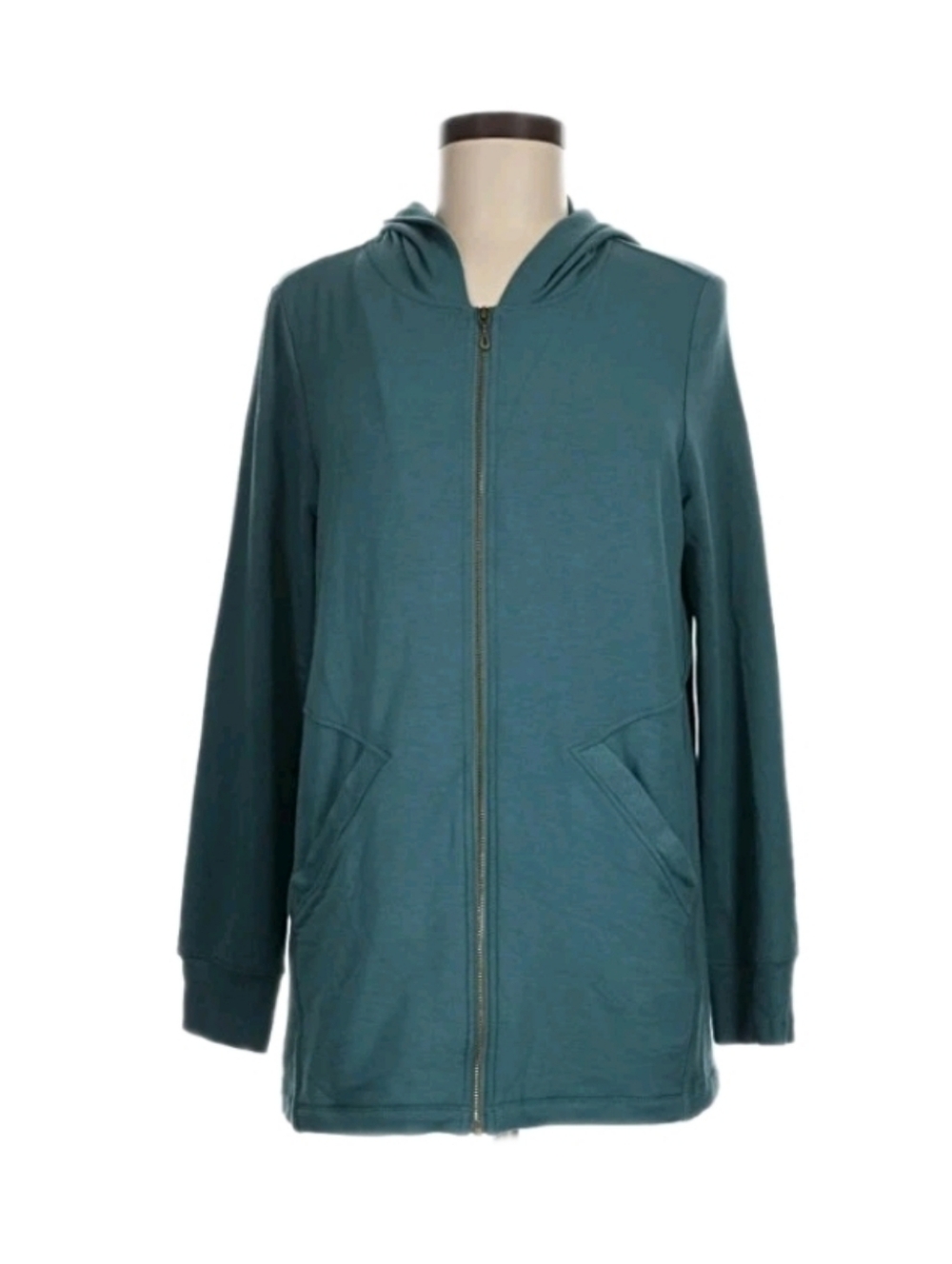 Soft Surroundings Womens M Teal Blue Full Zip Hoodie Relaxed Fit